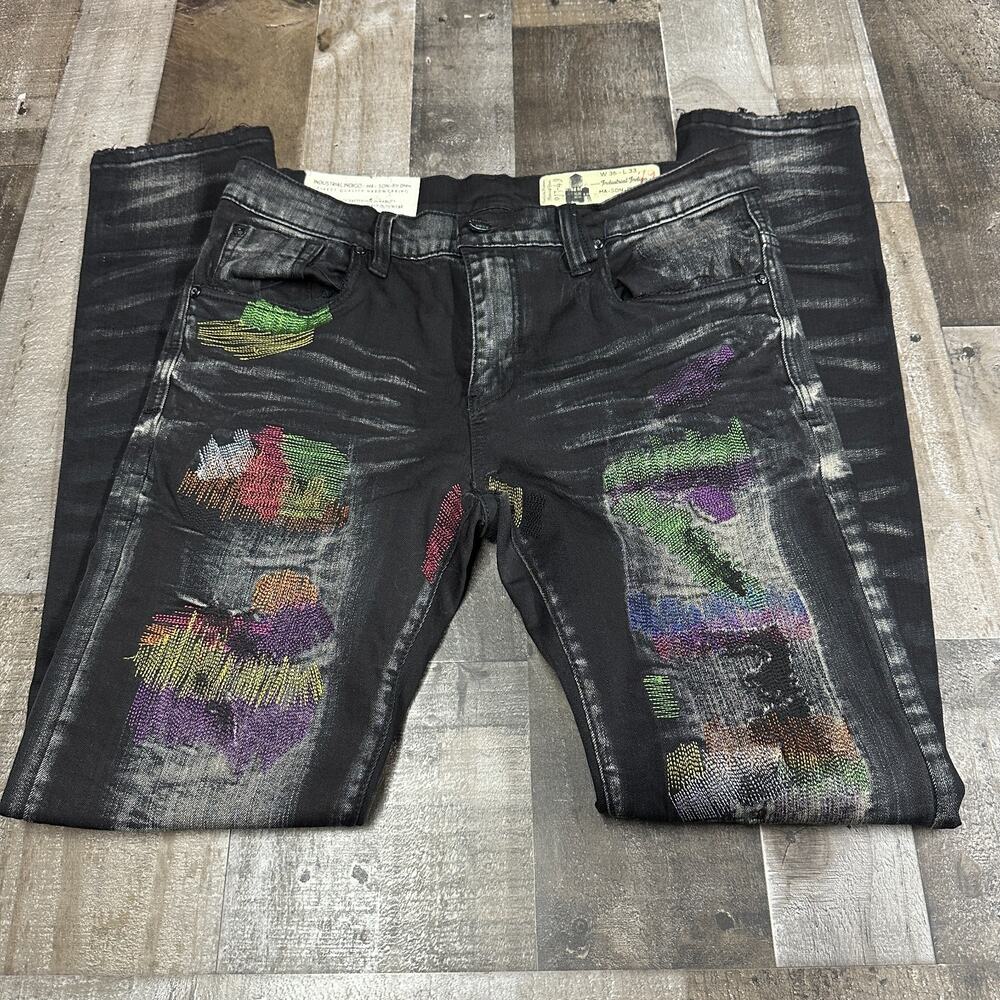 Industrial Indigo‎ NWT Vintage Retro 34x32 Distressed Jeans